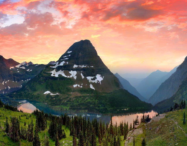 Sunset over Hidden Lake in Glacier National Park