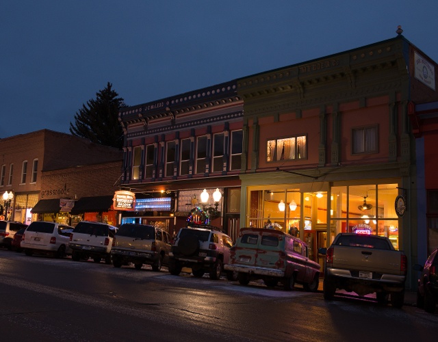 Main Street Philipsburg at night