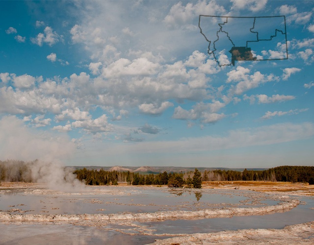 Steaming thermal spring, Yellowstone National Park